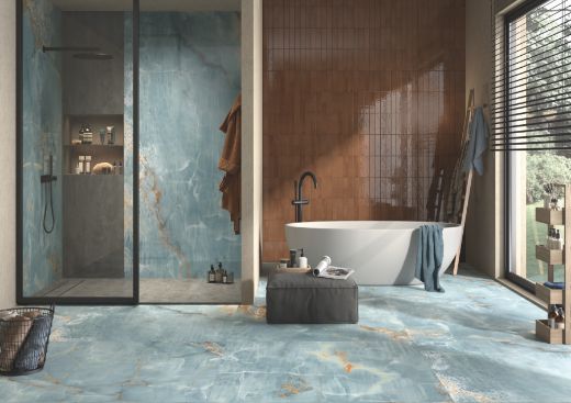Billede af The Room Onyx Aqua Blue Gold 60x120 cm (LPM - Matpoleret)