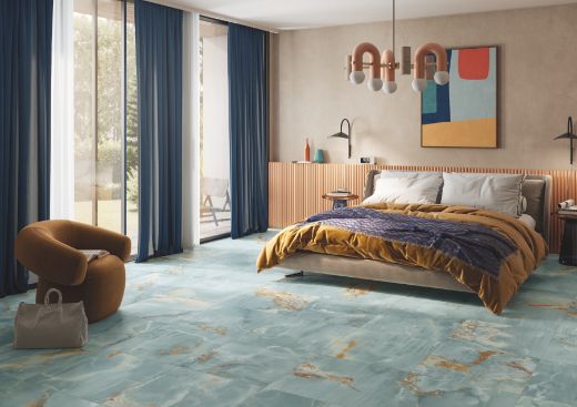 Billede af The Room Onyx Aqua Blue Gold 60x120 cm (LPM - Matpoleret)